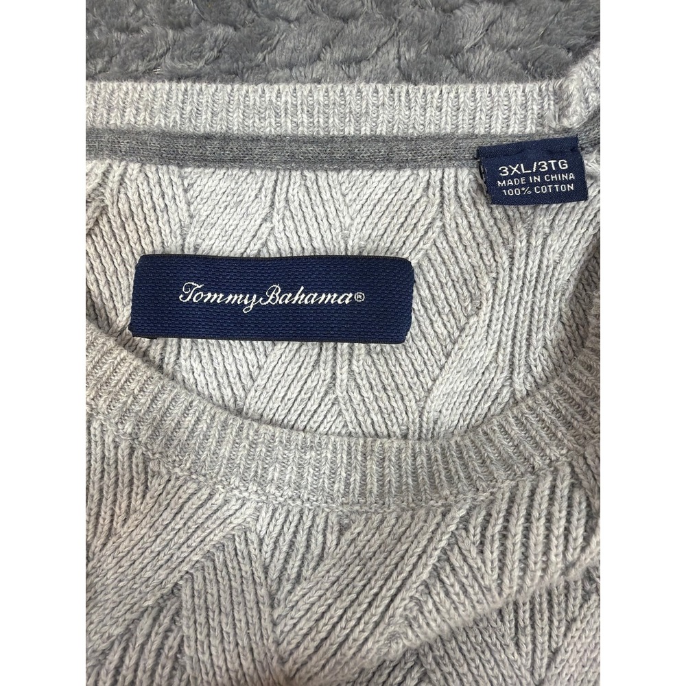 Tommy Bahama Gray Cotton Basketweave Cable Knit Pullover Sweater Womens 3XL - Picture 4 of 5